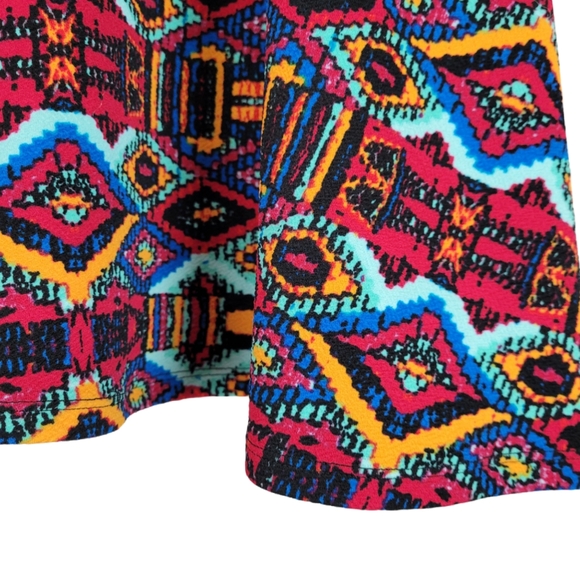 LULAROE AZURE Red Blue Orange Tribal Skirt Size S - Picture 3 of 5